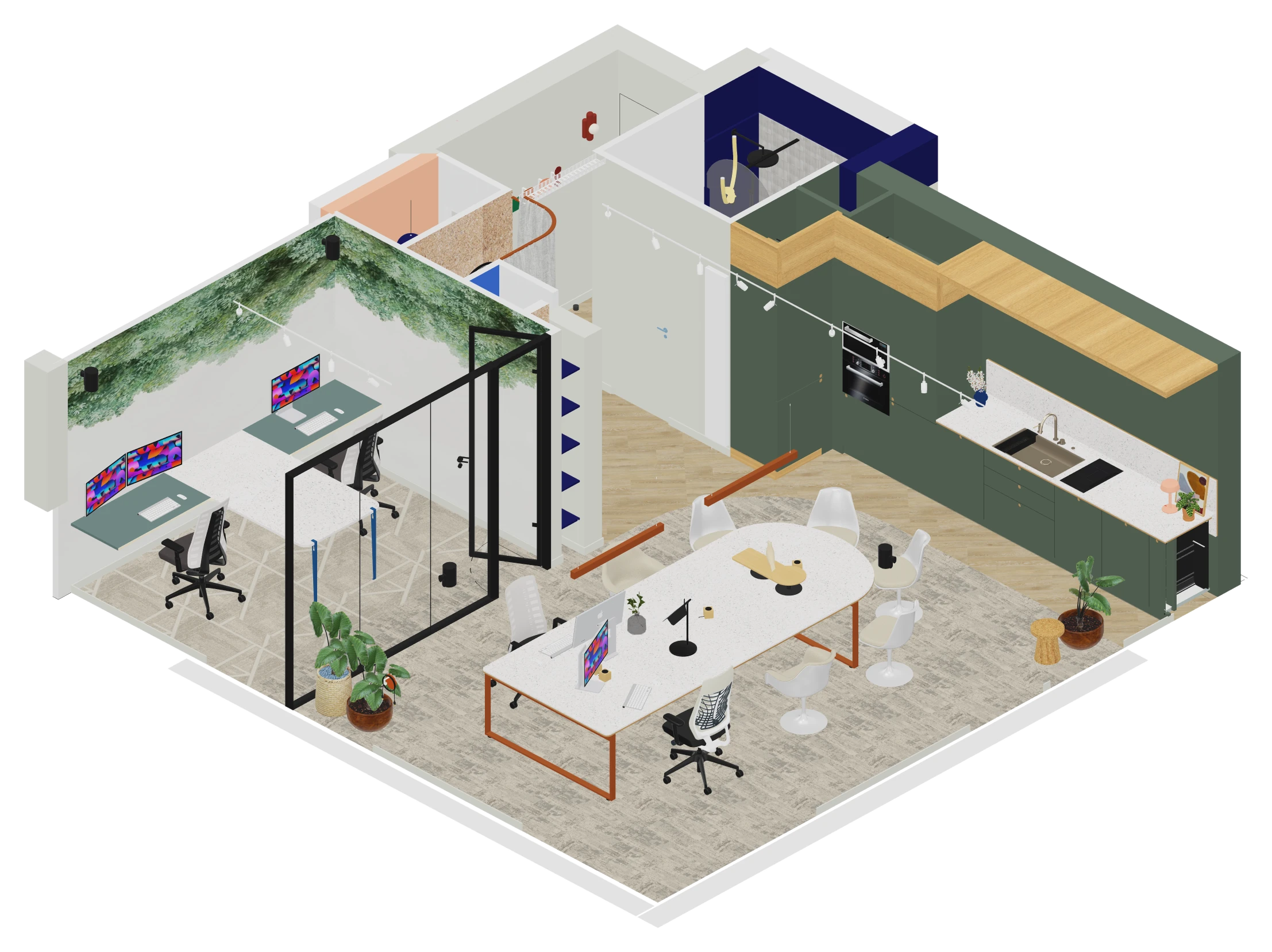 Bureaux Esquisse — plan isométrique de l'aménagement